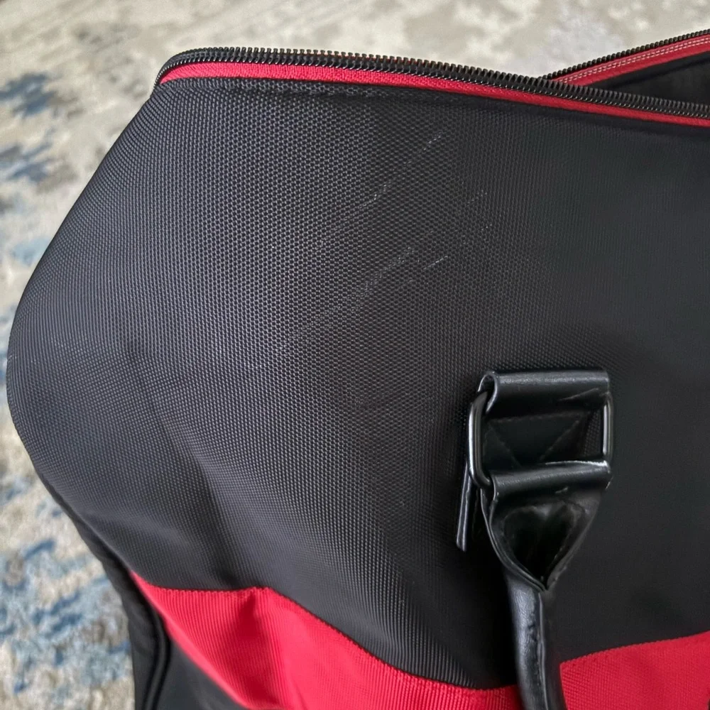 Polo by Ralph Lauren Black Duffel Bag with Red Stripe Gym Travel Weekender